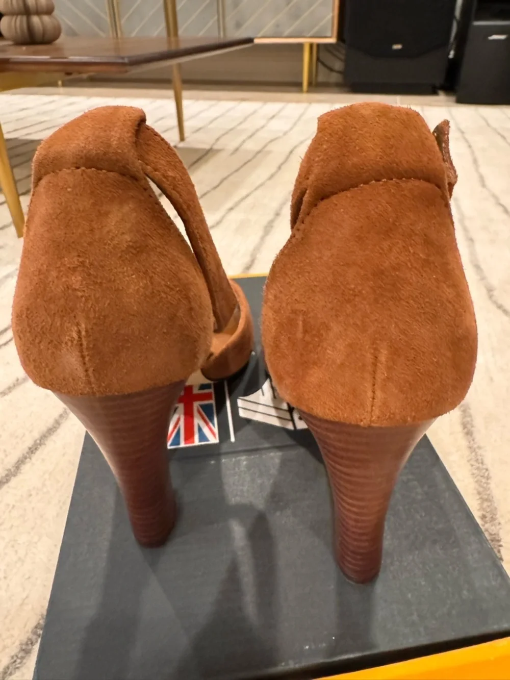 White House Black Market Brown Suede Ankle-Strap Heels - Picture 2 of 4